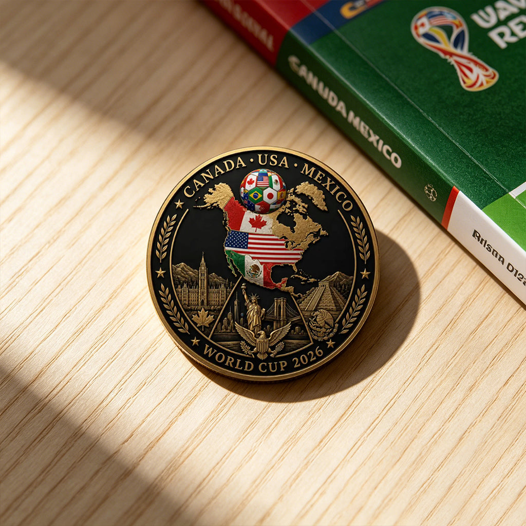2026 World Cup Commemorative Challenge Coin – USA, Canada & Mexico Soccer Collectible, Double-Sided Football Souvenir Gift