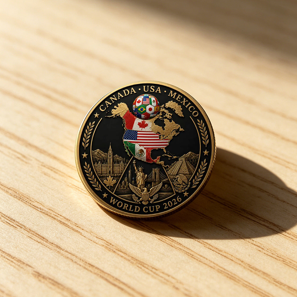2026 World Cup Commemorative Challenge Coin – USA, Canada & Mexico Soccer Collectible, Double-Sided Football Souvenir Gift