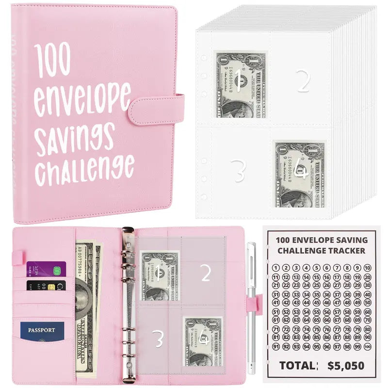 100 Envelopes Money Saving Challenge – A5 Cash Envelope Binder, Save $5,050 in 100 Days