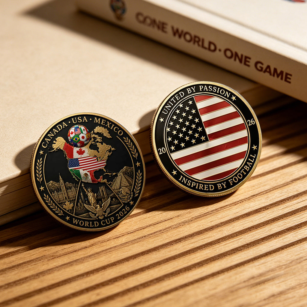 2026 World Cup Commemorative Challenge Coin – USA, Canada & Mexico Soccer Collectible, Double-Sided Football Souvenir Gift