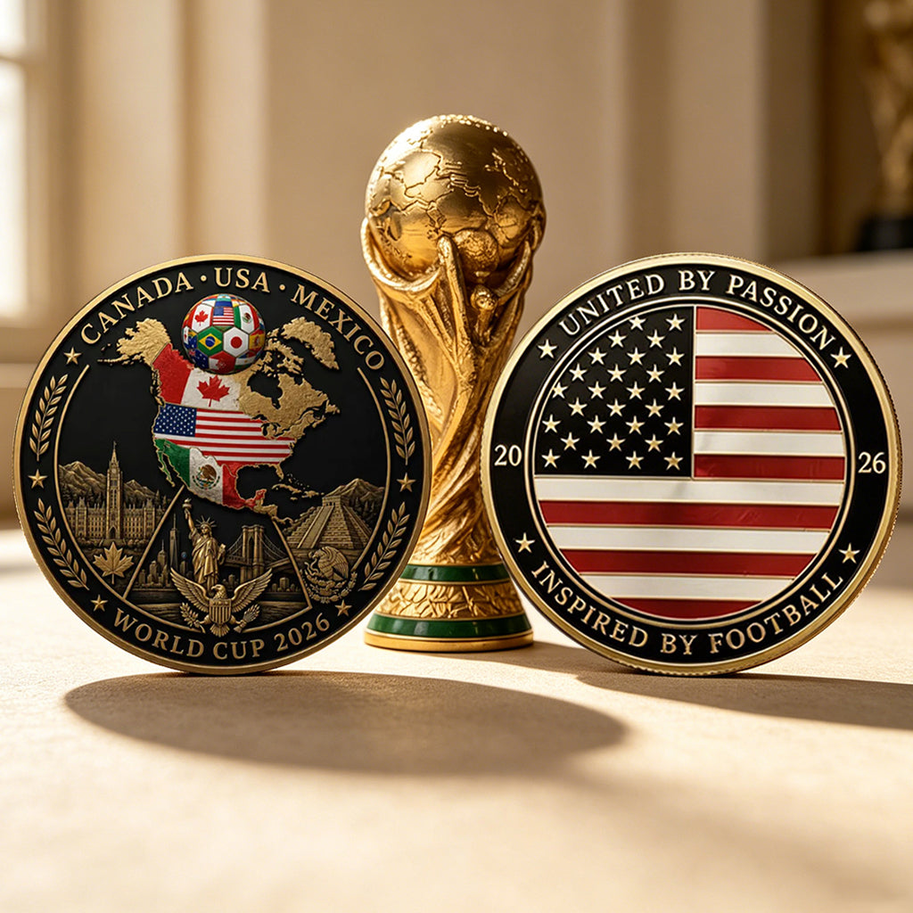 2026 World Cup Commemorative Challenge Coin – USA, Canada & Mexico Soccer Collectible, Double-Sided Football Souvenir Gift