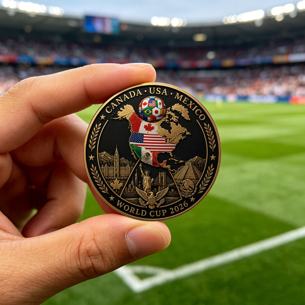 2026 World Cup Commemorative Challenge Coin – USA, Canada & Mexico Soccer Collectible, Double-Sided Football Souvenir Gift