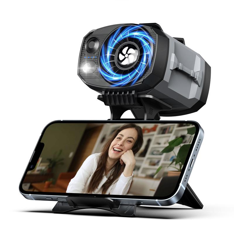 Portable Clip Fan Rechargeable, 4-Speed Mini Desk Fan with LED Light, Strong Airflow, USB Cooling Fan for Home Office Travel Outdoor Camping