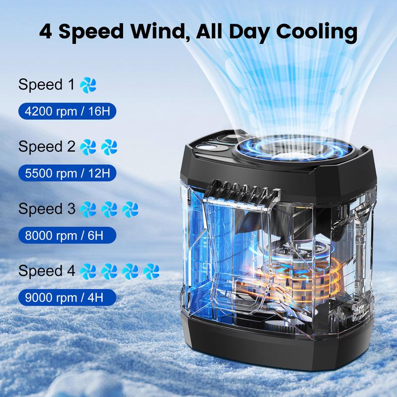 Portable Clip Fan Rechargeable, 4-Speed Mini Desk Fan with LED Light, Strong Airflow, USB Cooling Fan for Home Office Travel Outdoor Camping