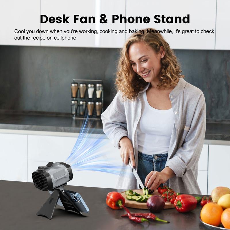 Portable Clip Fan Rechargeable, 4-Speed Mini Desk Fan with LED Light, Strong Airflow, USB Cooling Fan for Home Office Travel Outdoor Camping