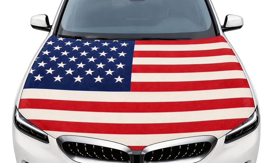 🇺🇸 American Hood Flag Cover – Secure Buckle, Highway Safe, Fits Cars/SUVs/Trucks | Buy 2 Free Shipping 🔥