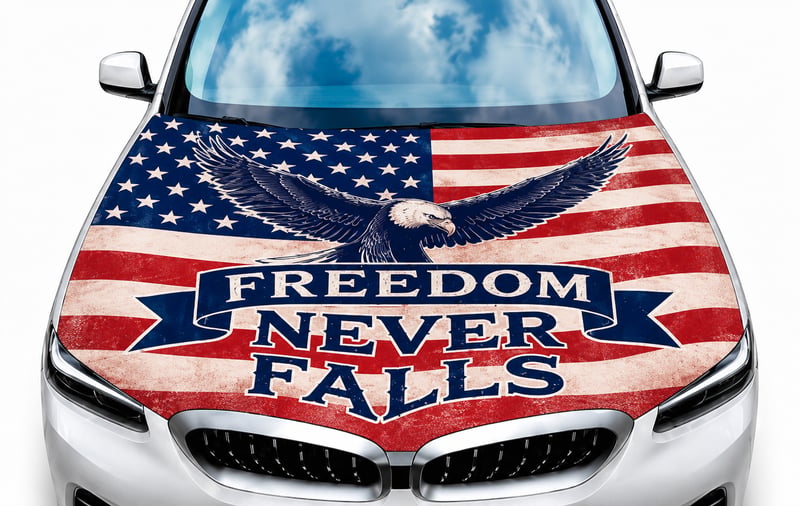 🇺🇸 American Hood Flag Cover – Secure Buckle, Highway Safe, Fits Cars/SUVs/Trucks | Buy 2 Free Shipping 🔥
