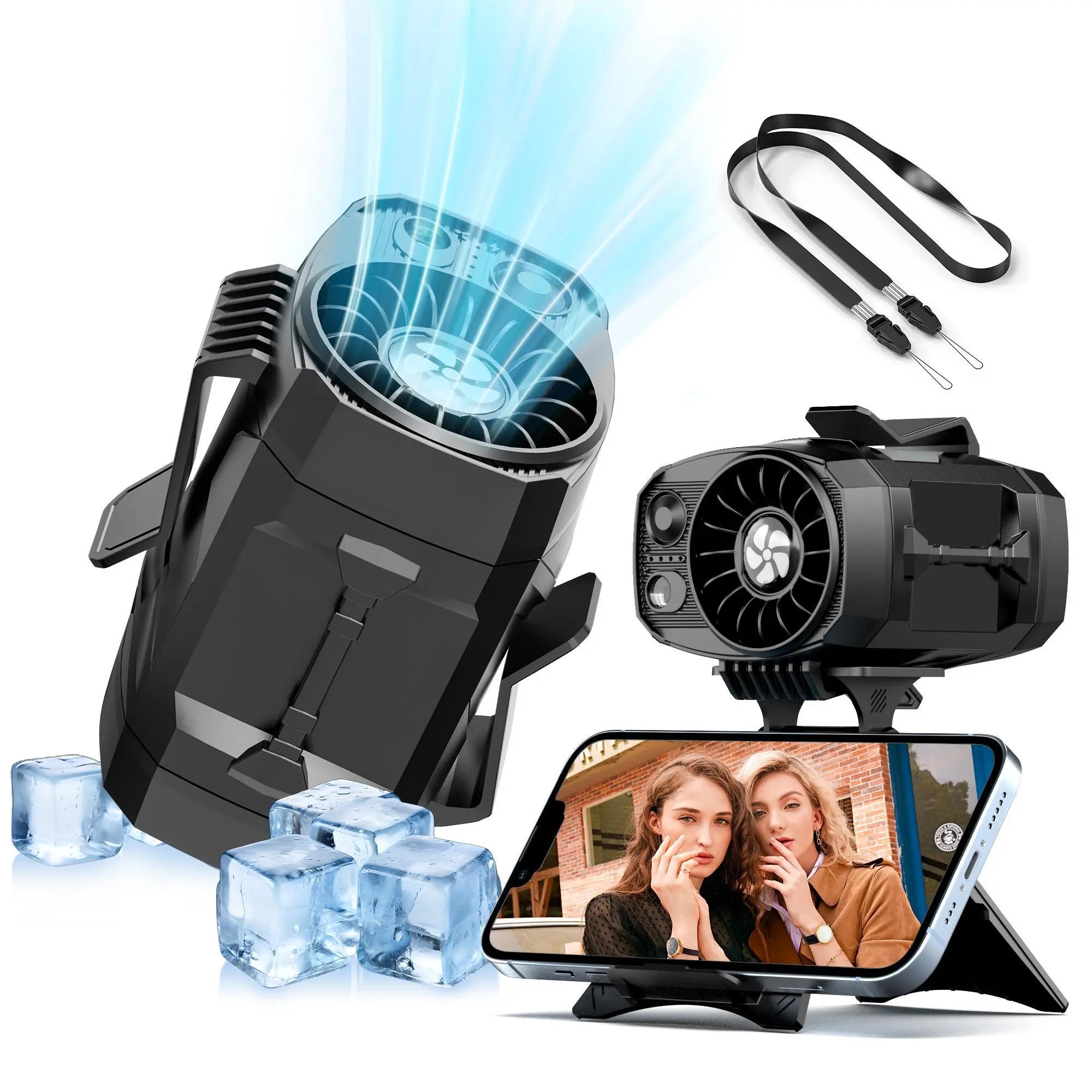 Portable Clip Fan Rechargeable, 4-Speed Mini Desk Fan with LED Light, Strong Airflow, USB Cooling Fan for Home Office Travel Outdoor Camping