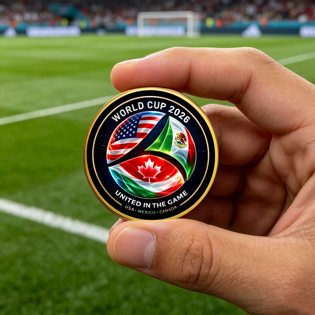 World Cup 2026 Commemorative Challenge Coin – USA, Mexico & Canada United in the Game Collectible Gold Coin for Soccer Fans