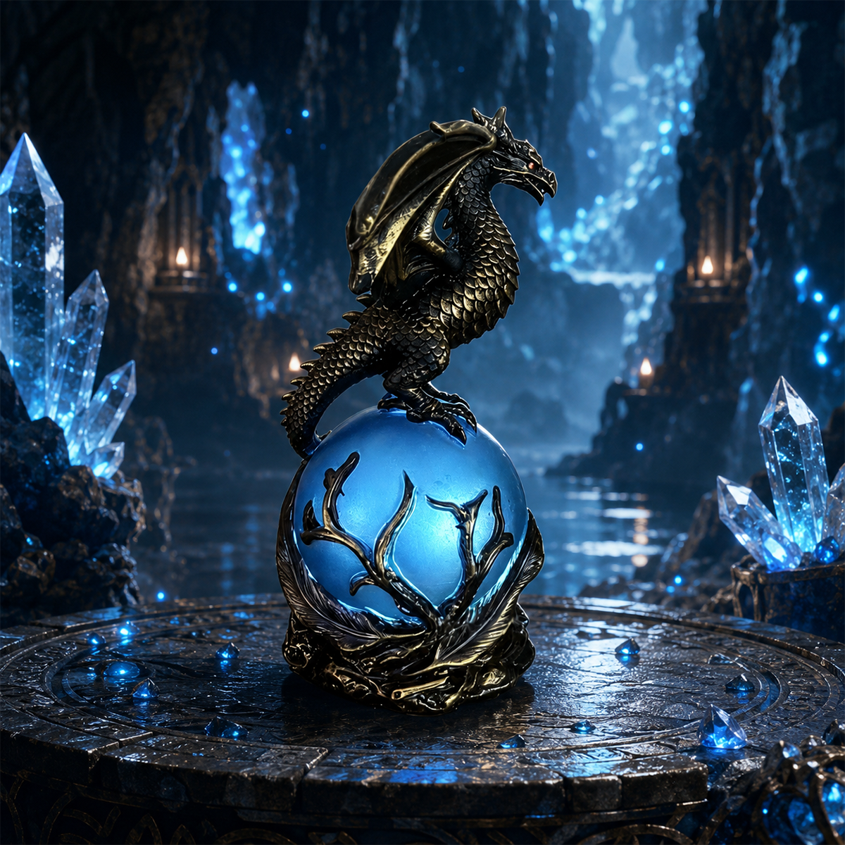 🔮Gothic Dragon LED Crystal Ball Lamp for Dark Aesthetic Decor