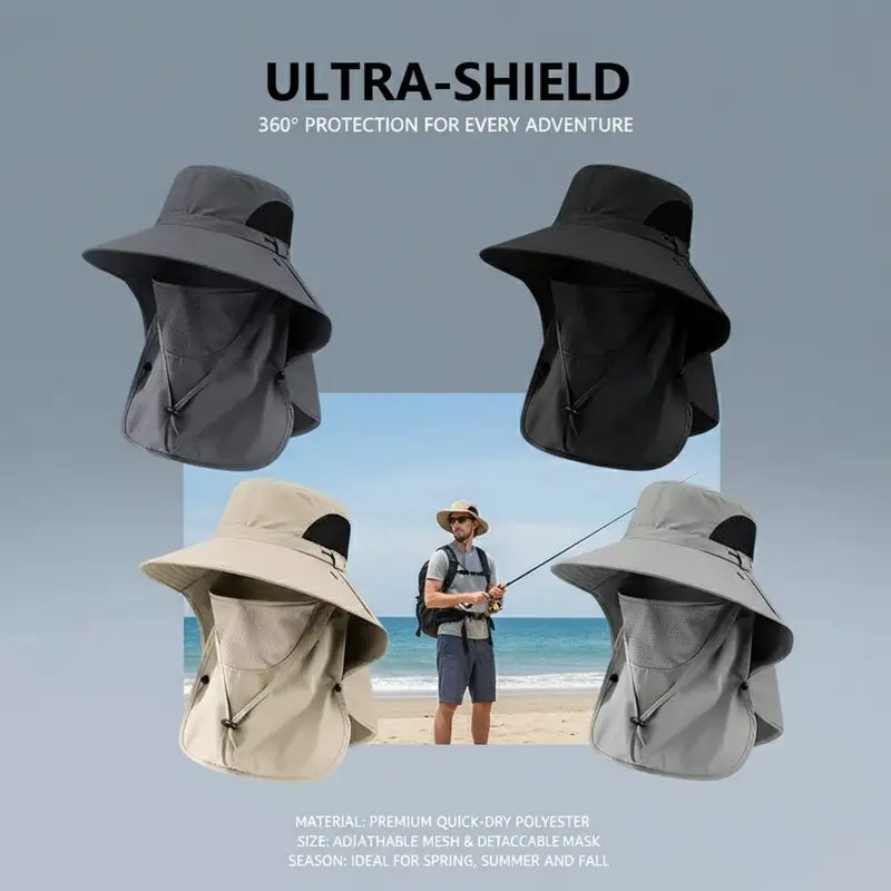 Fisherman's Hat Detachable Outdoor Fishing Face Covering Neck Protection Sun Hat