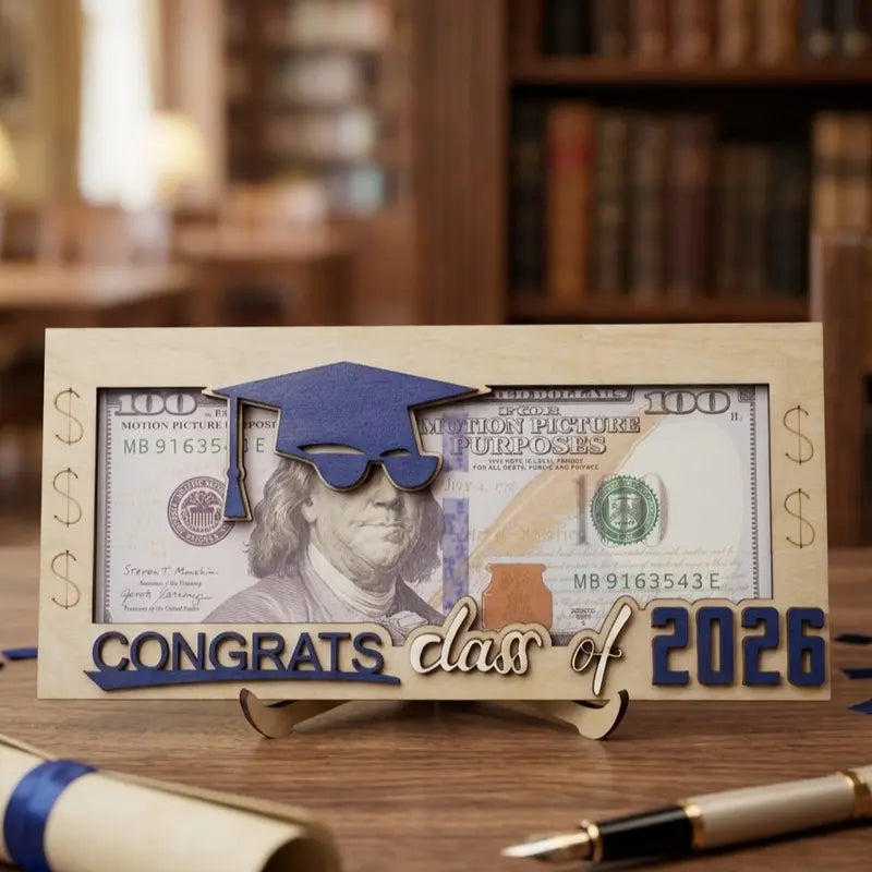 Graduation 2026 Money Holder-Unique Wooden Cash Gift Box for Class of 2026
