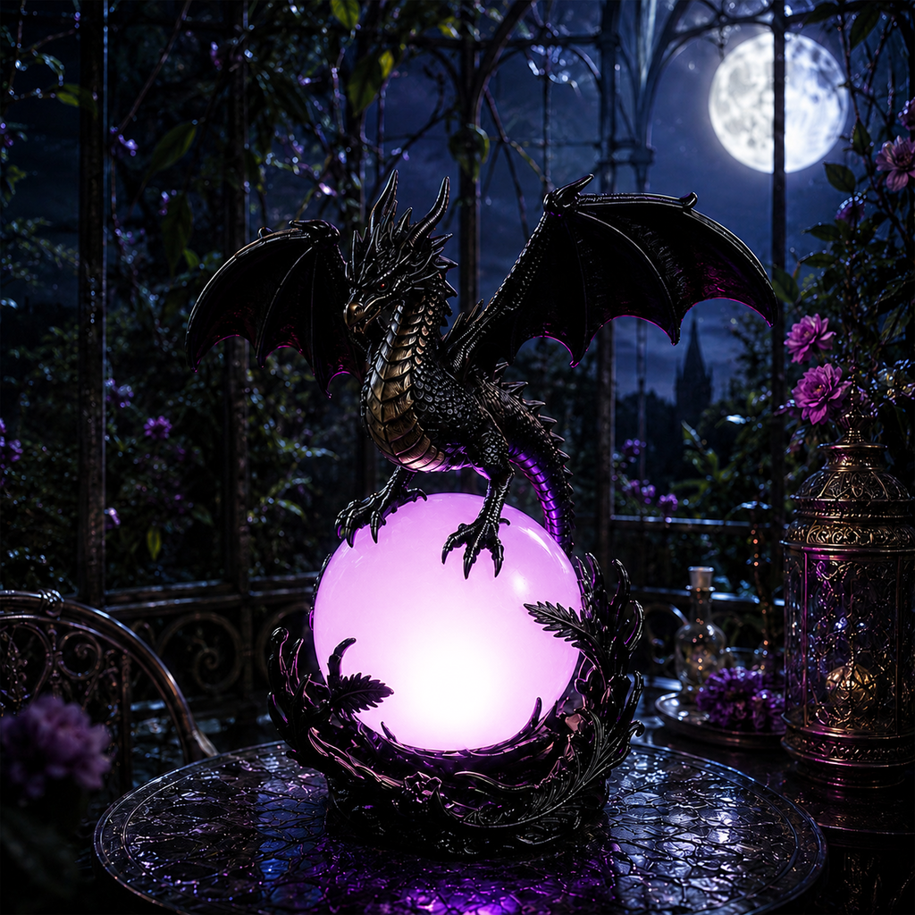 🔮Gothic Dragon LED Crystal Ball Lamp for Dark Aesthetic Decor