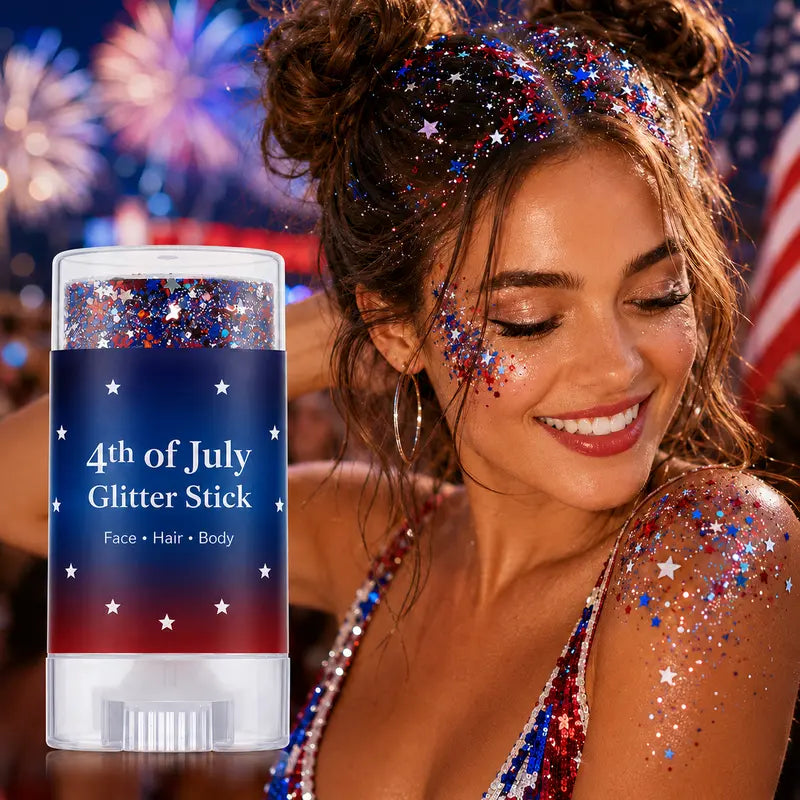 Glitter Stick, Face Hair Body Patriotic Hexagon Glitter Makeup