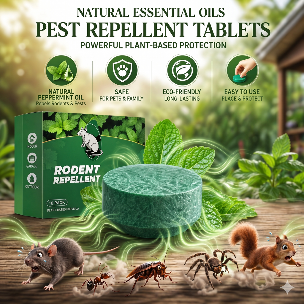 🟢 Natural Peppermint Rodent Repellent Tablets – 10 Pack