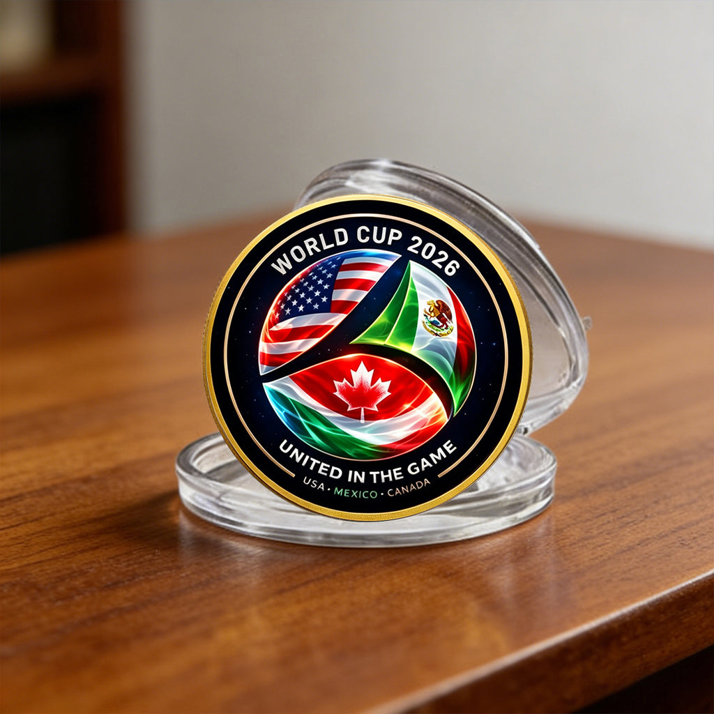 World Cup 2026 Commemorative Challenge Coin – USA, Mexico & Canada United in the Game Collectible Gold Coin for Soccer Fans