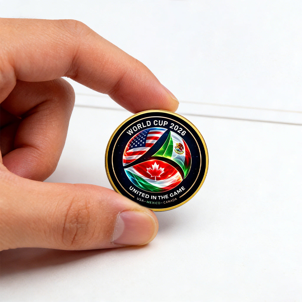 World Cup 2026 Commemorative Challenge Coin – USA, Mexico & Canada United in the Game Collectible Gold Coin for Soccer Fans