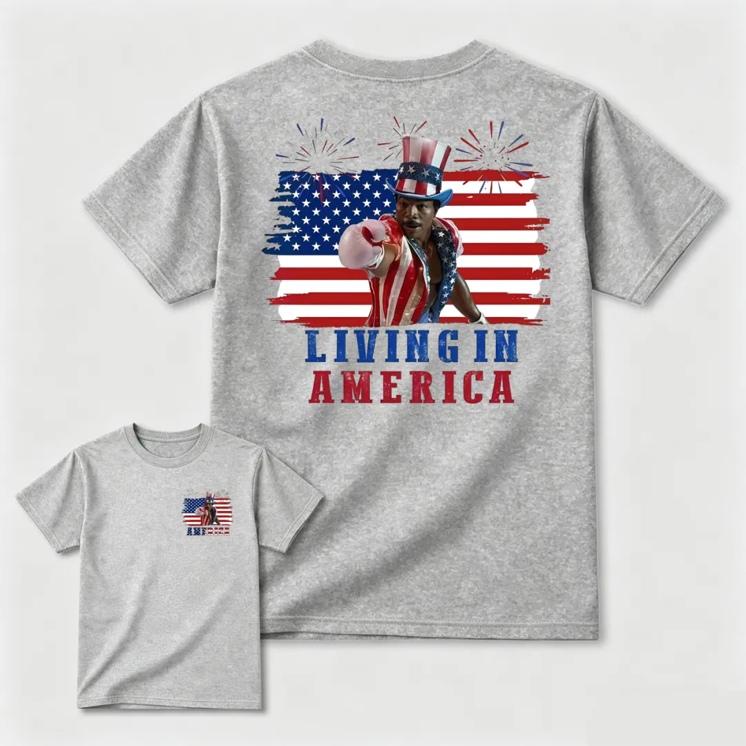 Apollo Creed Living In America July 4th Independence Day Graphic T-Shirt