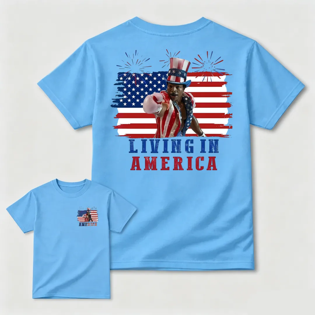 Apollo Creed Living In America July 4th Independence Day Graphic T-Shirt