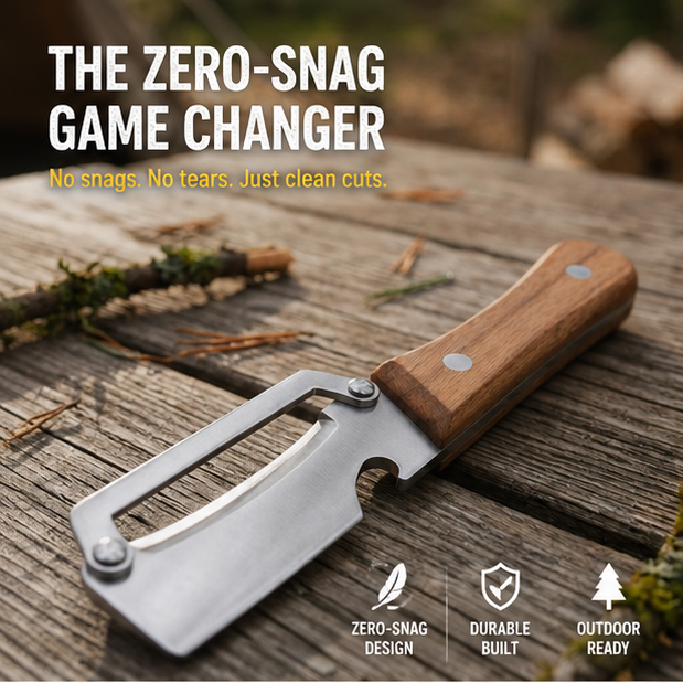 Zero-Snag Outdoor Utility Peeler Knife with Wooden Handle | Stainless Steel Camping & Bushcraft Tool