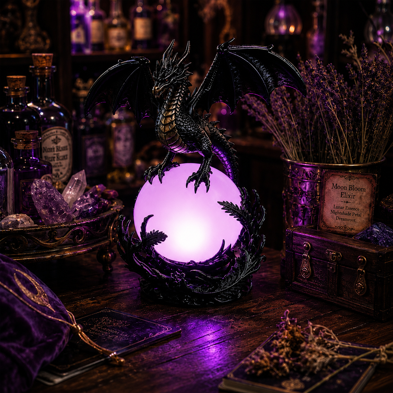 🔮Gothic Dragon LED Crystal Ball Lamp for Dark Aesthetic Decor