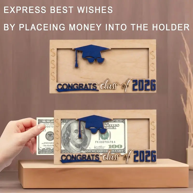 Graduation 2026 Money Holder-Unique Wooden Cash Gift Box for Class of 2026