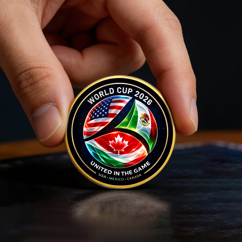 World Cup 2026 Commemorative Challenge Coin – USA, Mexico & Canada United in the Game Collectible Gold Coin for Soccer Fans