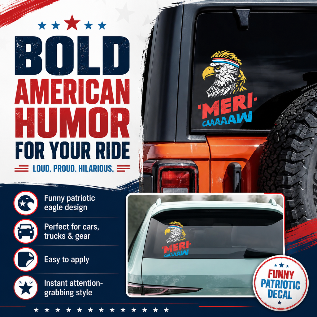 MERI-CAAAW Patriotic Eagle Car Decal