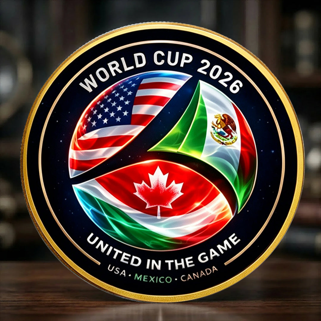 World Cup 2026 Commemorative Challenge Coin – USA, Mexico & Canada United in the Game Collectible Gold Coin for Soccer Fans