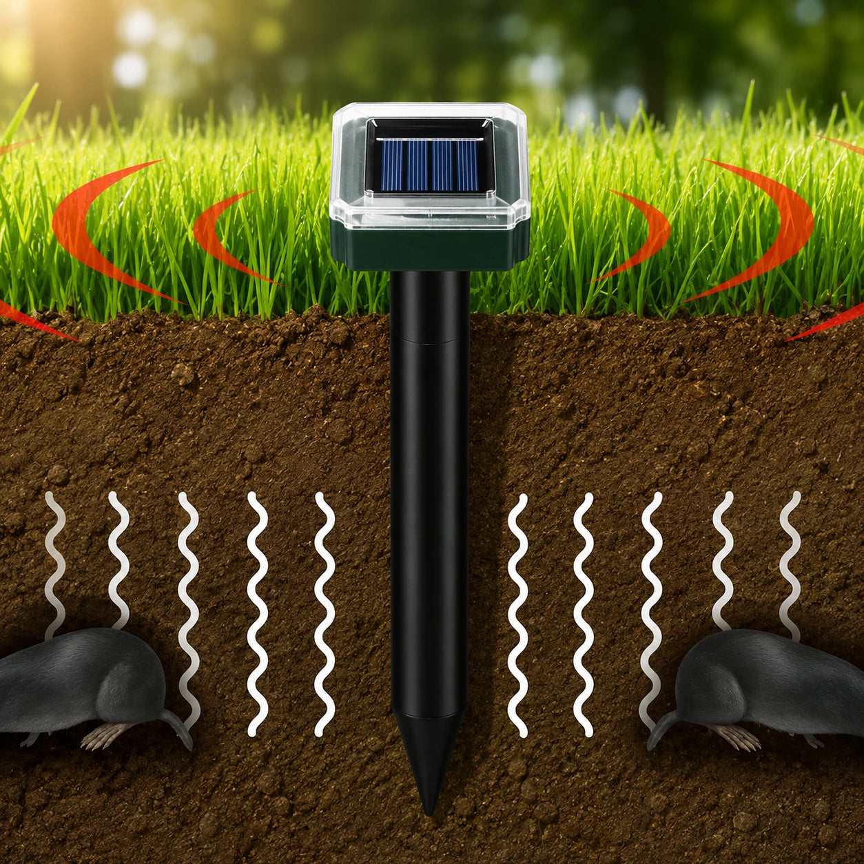 🌸Summer Sale 50% OFF☘️Solar Powered Waterproof Screw Mole Repellent