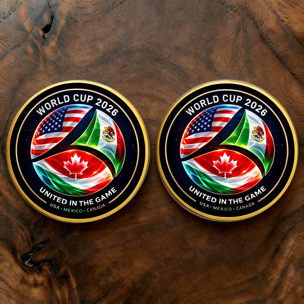 World Cup 2026 Commemorative Challenge Coin – USA, Mexico & Canada United in the Game Collectible Gold Coin for Soccer Fans