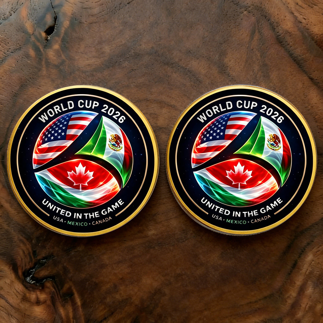 World Cup 2026 Commemorative Challenge Coin – USA, Mexico & Canada United in the Game Collectible Gold Coin for Soccer Fans
