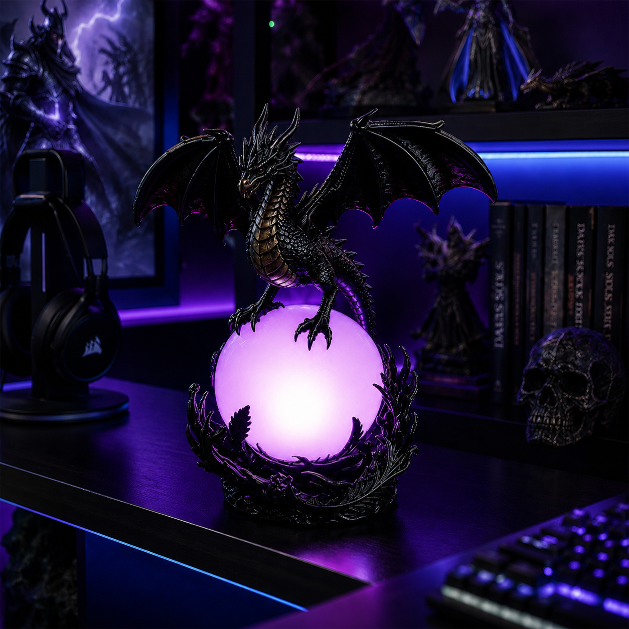 🔮Gothic Dragon LED Crystal Ball Lamp for Dark Aesthetic Decor
