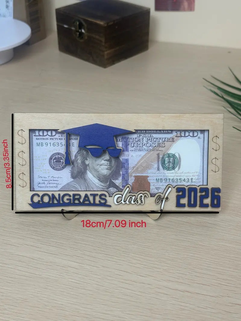 Graduation 2026 Money Holder-Unique Wooden Cash Gift Box for Class of 2026