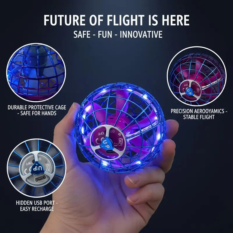 Levitating Induction Flying Ball, Glow Gyro for Fingertip Play