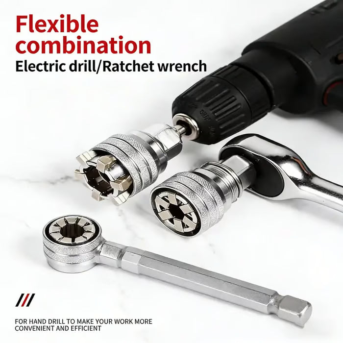 Adjustable Universal Socket Wrench for 3/8" Drive Ratchet Torque Wrench & Power Drill