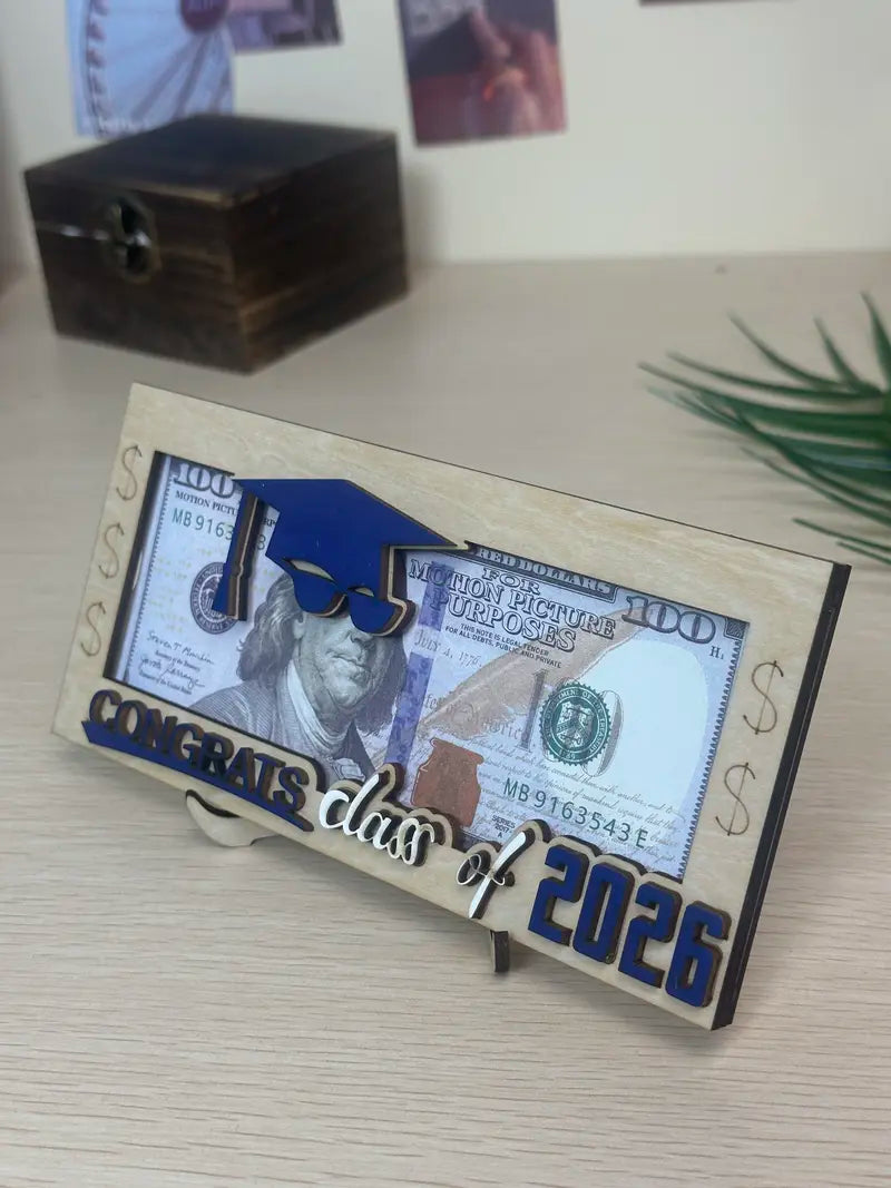 Graduation 2026 Money Holder-Unique Wooden Cash Gift Box for Class of 2026