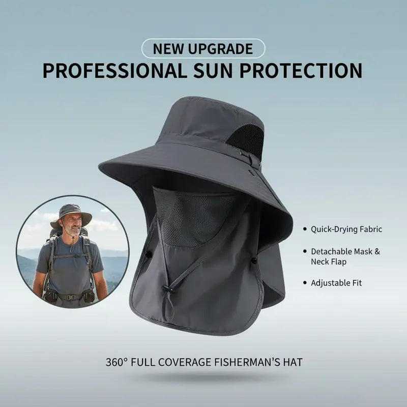 Fisherman's Hat Detachable Outdoor Fishing Face Covering Neck Protection Sun Hat