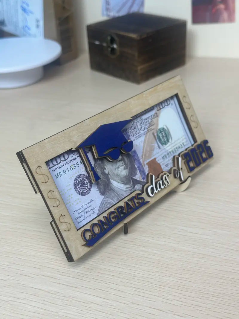 Graduation 2026 Money Holder-Unique Wooden Cash Gift Box for Class of 2026