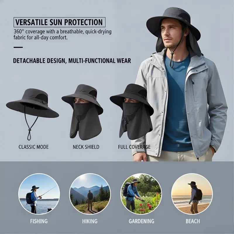 Fisherman's Hat Detachable Outdoor Fishing Face Covering Neck Protection Sun Hat