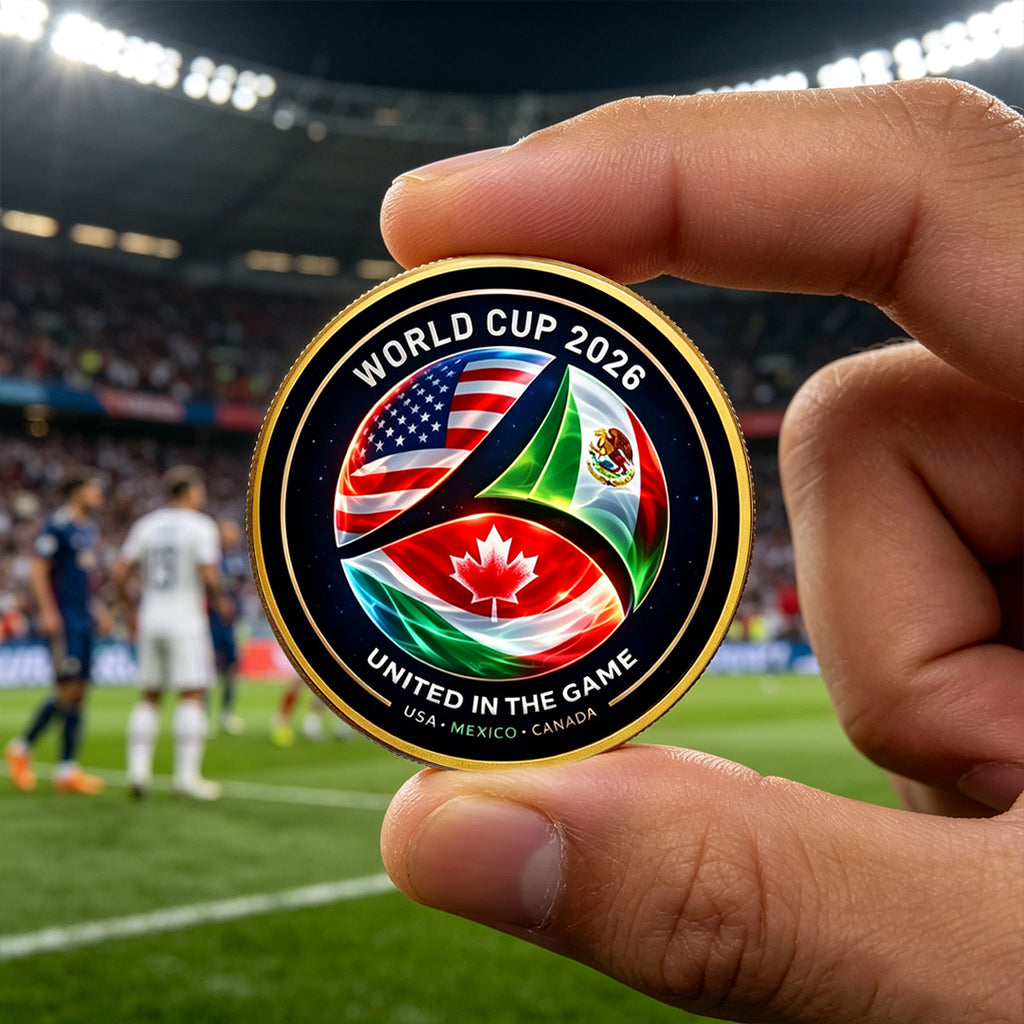 World Cup 2026 Commemorative Challenge Coin – USA, Mexico & Canada United in the Game Collectible Gold Coin for Soccer Fans