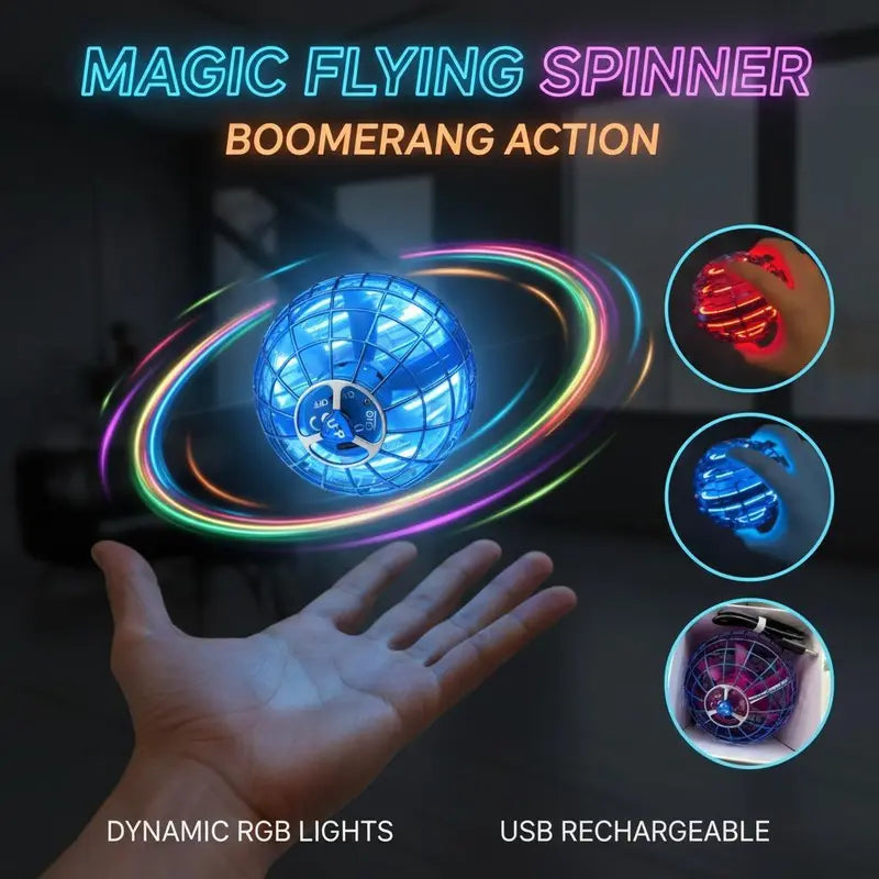 Levitating Induction Flying Ball, Glow Gyro for Fingertip Play