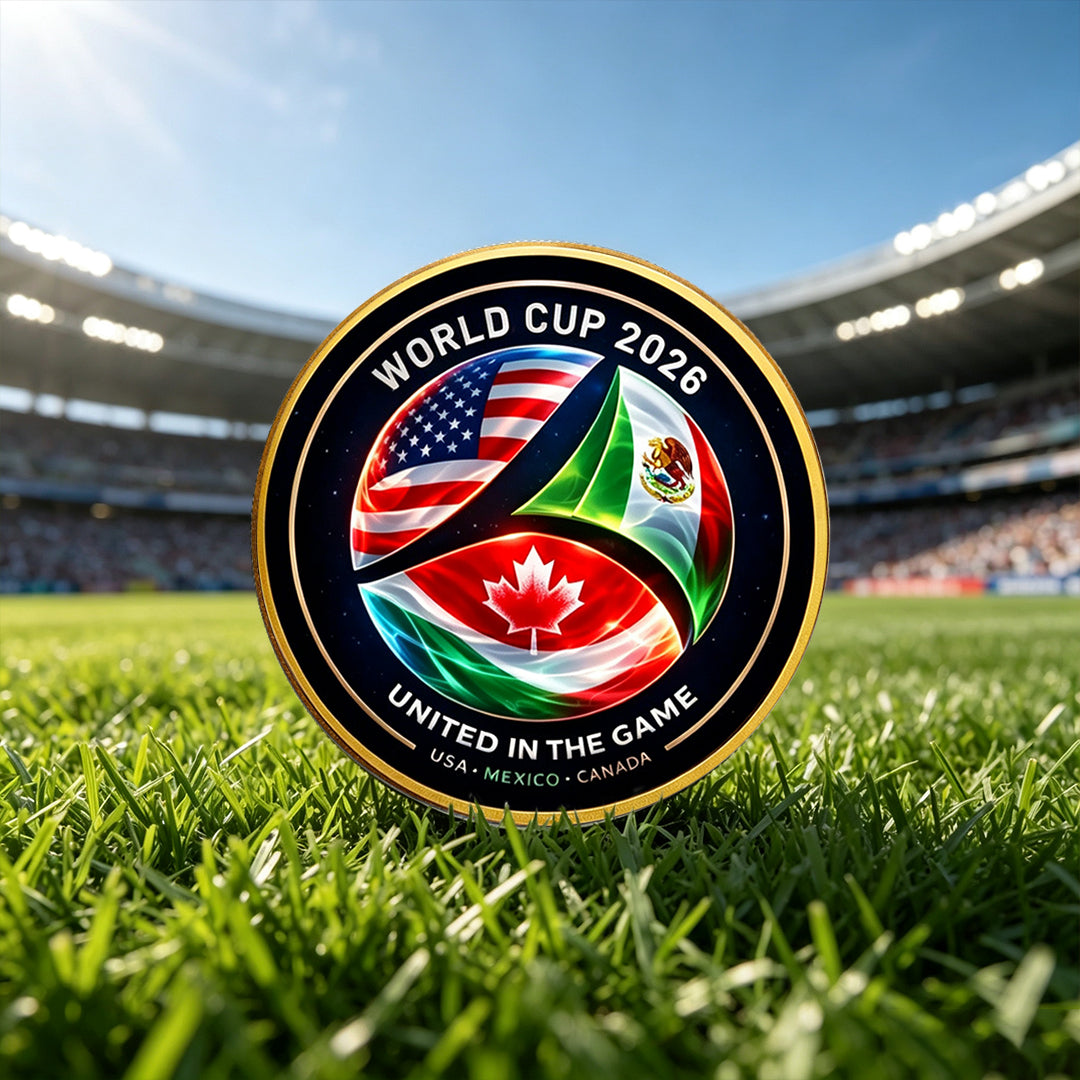 World Cup 2026 Commemorative Challenge Coin – USA, Mexico & Canada United in the Game Collectible Gold Coin for Soccer Fans