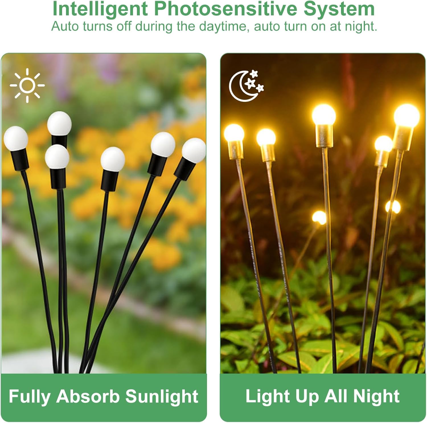 Solar Firefly Garden Lights – Swaying Warm White Outdoor Fairy Lights for Yard, Patio & Pathway