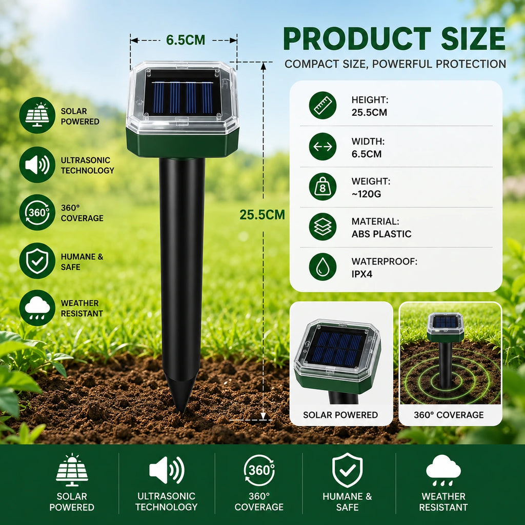 🌸Summer Sale 50% OFF☘️Solar Powered Waterproof Screw Mole Repellent