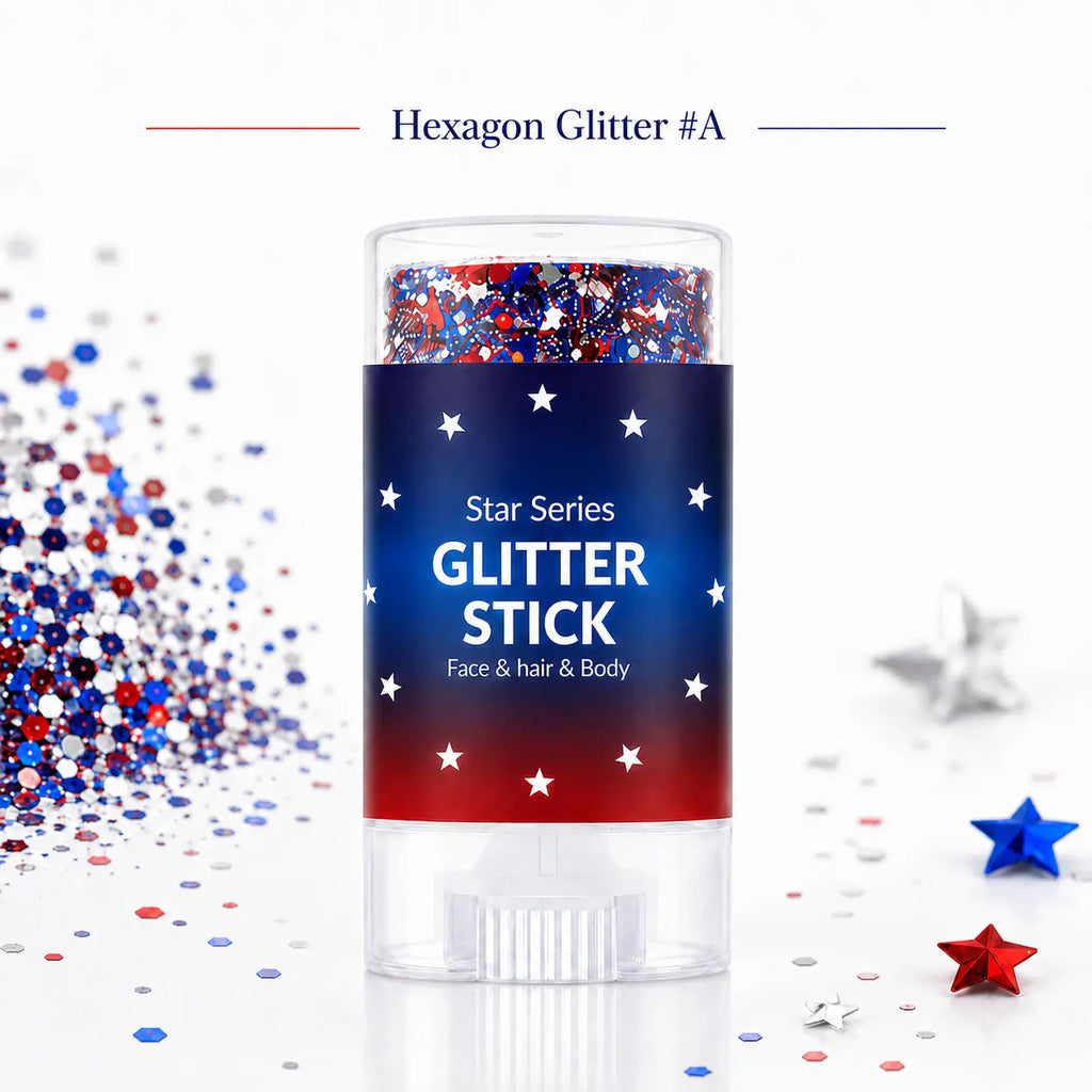 Glitter Stick, Face Hair Body Patriotic Hexagon Glitter Makeup