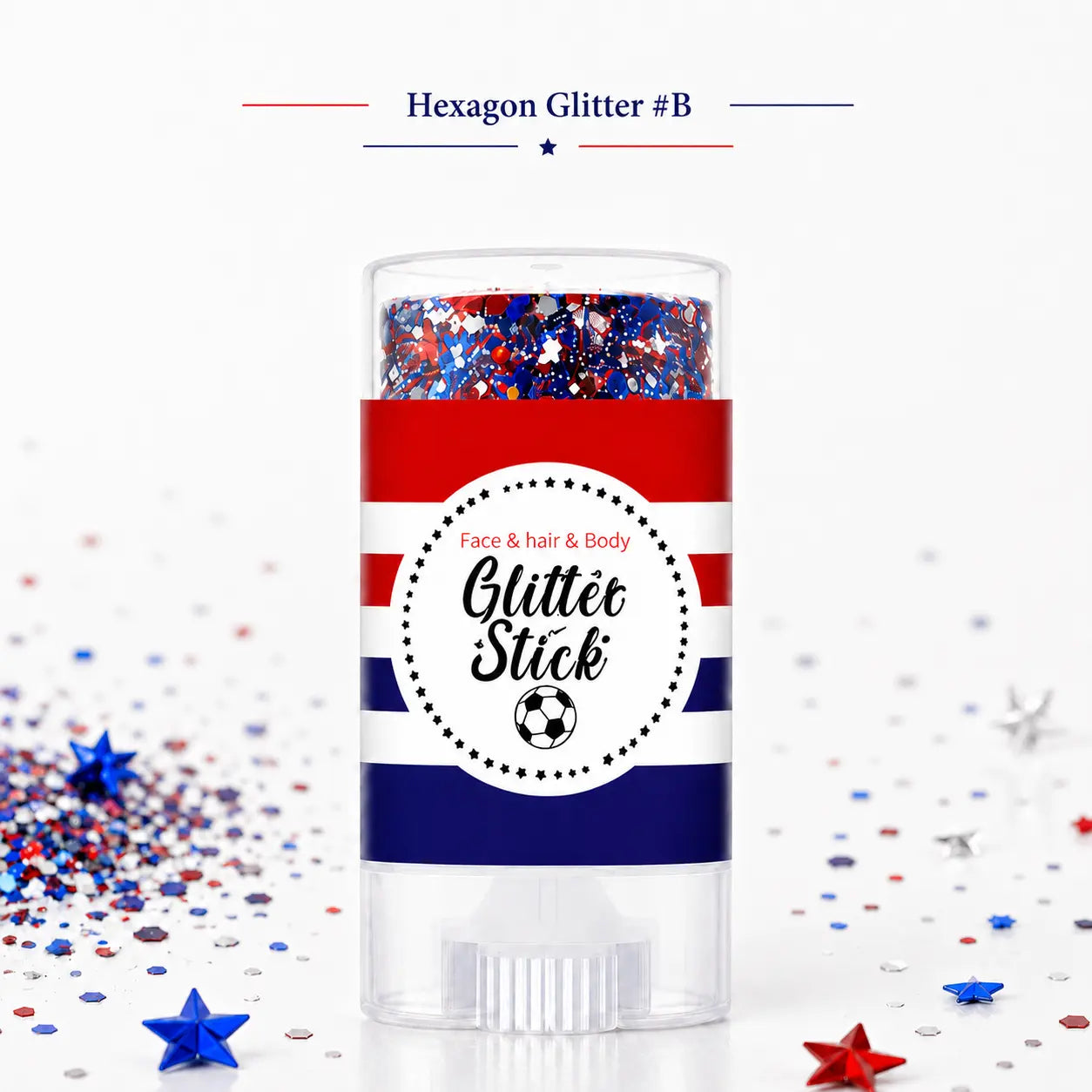 Glitter Stick, Face Hair Body Patriotic Hexagon Glitter Makeup