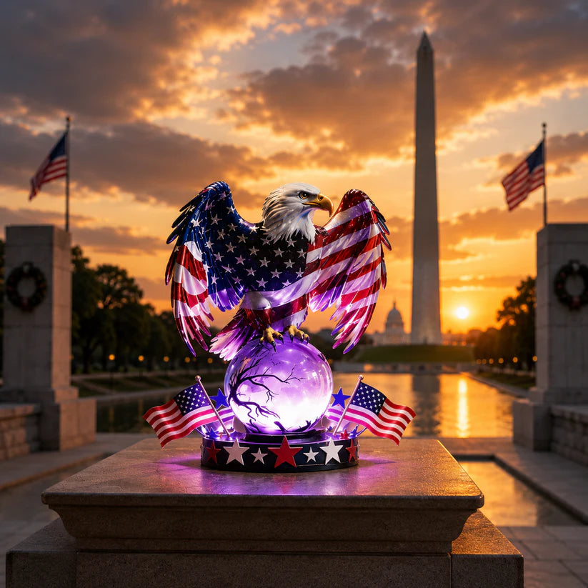 🦅 American Pride Decor- 🇺🇸 Freedom Eagle Patriotic LED Table Lamp✨