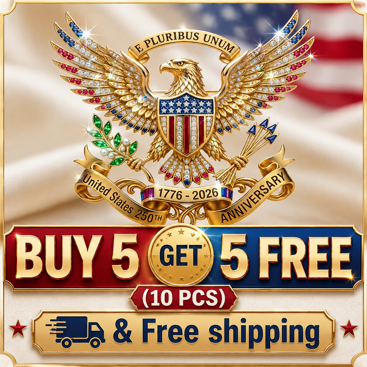 US 250th Anniversary Brooch Pin