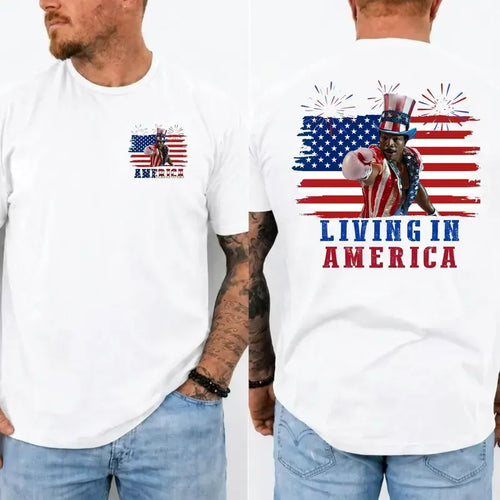 Apollo Creed Living In America July 4th Independence Day Graphic T-Shirt